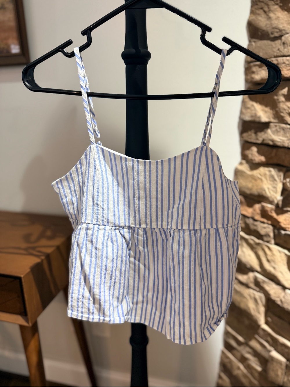 Blue White Striped Babydoll Cami Top